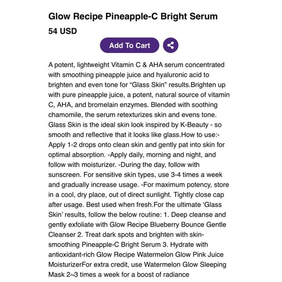 GLOW RECIPE Pineapple Bright C Serum Mini Travel Size Dark Spots Uneven SkinTone - Picture 12 of 12